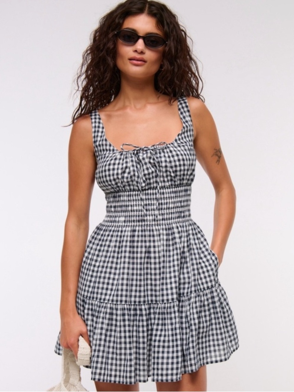 Abercrombie & Fitch Navy and White Gingham Mini Dress XXS Short. Never worn.